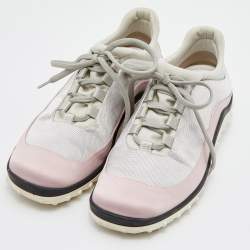 Miu Miu Pink/Grey Satin and Fabric Low Top Sneakers Size 36