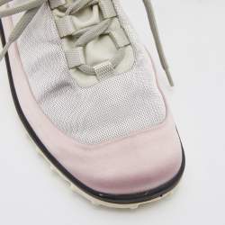 Miu Miu Pink/Grey Satin and Fabric Low Top Sneakers Size 36