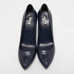 Miu Miu Navy Blue Leather Pointed Toe Pumps Size 40