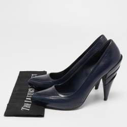 Miu Miu Navy Blue Leather Pointed Toe Pumps Size 40