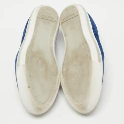 Pre Owned Miu Miu Blue Suede Metal Cap Toe Slip On Sneakers Size 37