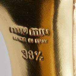 Miu Miu Metallic Gold Leather T-Strap Sandals Size 38.5