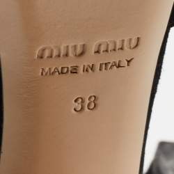 Miu Miu Black Suede Studded Ankle Strap Platform Sandals Size 38