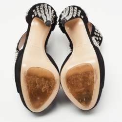 Miu Miu Black Suede Studded Ankle Strap Platform Sandals Size 38
