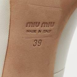 Pre Owned Miu Miu White Leather Floral Print Pumps Size 39