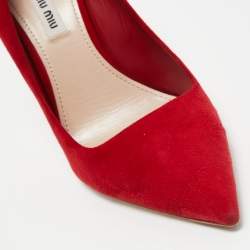 Miu Miu Red Suede Pointed Toe Pumps Size 40