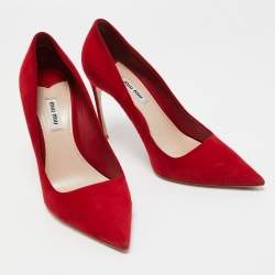 Miu Miu Red Suede Pointed Toe Pumps Size 40