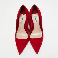 Miu Miu Red Suede Pointed Toe Pumps Size 40