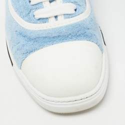 Pre Owned Miu Miu Blue/White Terry Fabric and Rubber Low Top Sneakers Size 39.5