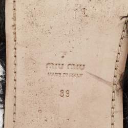 Pre Owned Miu Miu Black Fur Pearl Embellished Flat Slides Size 39