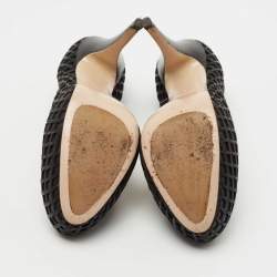 مملوكة مسبقًا Miu Miu Black Woven Leather Platform Pumps Size 35