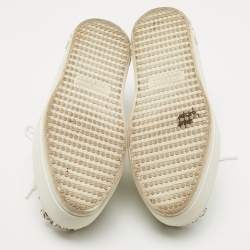 Miu Miu White Leather Crystal Embellished Cap Toe Platform Sneakers Size 37.5