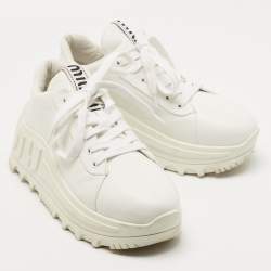 Miu Miu White Leather Platform Sneakers Size 38