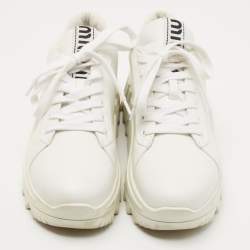Miu Miu White Leather Platform Sneakers Size 38