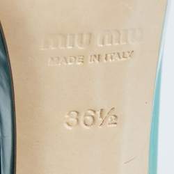 Miu Miu Mint Green Patent Leather Crystal Embellished Platform Ankle Strap Sandals Size 36.5