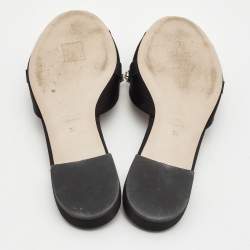 Miu Miu Black Satin Crystal Embellished Flat Slides Size 37
