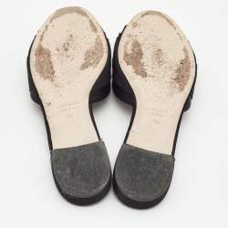 Miu Miu Black Satin Crystal Embellished Knotted Flat Slides Size 38 