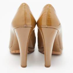 Miu Miu Brown Patent Leather Platform Pumps Size 38.5
