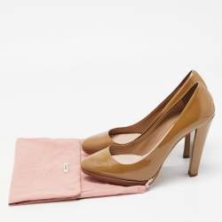Miu Miu Brown Patent Leather Platform Pumps Size 38.5