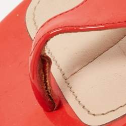 Miu Miu Red Patent Leather Bow Crystal Embellished Thong Flats Size 40