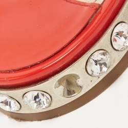 Miu Miu Red Patent Leather Bow Crystal Embellished Thong Flats Size 40