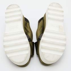 Miu Miu Green Satin Ankle-Strap Flat Platform Sandals Size 37