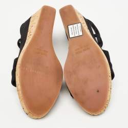 Pre Owned Miu Miu Black Suede Cork Wedge  Sandals Size 37