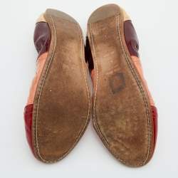 Pre Owned Miu Miu Multicolor Brogue Patent Leather Scrunch Ballet Flats Size 41