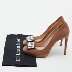 Miu Miu Pink Suede Crystal Embellished Platform Pumps Size 37