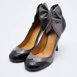 مملوكة مسبقًا حذاء كعب عالى ميو ميو نعل سميك جلد بنى مقاس 38