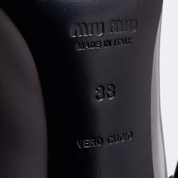 مملوكة مسبقًا حذاء كعب عالى ميو ميو نعل سميك جلد بنى مقاس 38