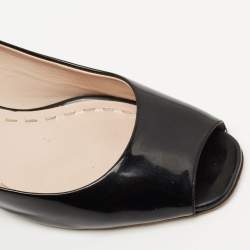 Miu Miu Black Patent Leather Block Heel Peep Toe Pumps Size 41.5