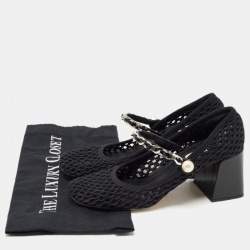 Miu Miu Black Mesh and Patent Block Heel Pumps Size 39