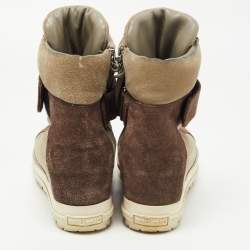 Miu Miu Brown/Grey Suede Ankle Length Boots Size 37