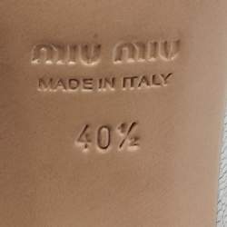 Pre Owned Miu Miu Silver Leather Crystal Heel Ankle Strap Sandals Size 40.5