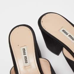 Miu Miu Black Satin Star Slide Sandals Size 38