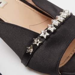 Miu Miu Black Satin Star Slide Sandals Size 38