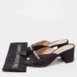 Miu Miu Black Satin Star Slide Sandals Size 38