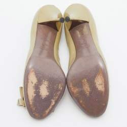 Miu Miu Green Patent Leather Bow Peep Toe Pumps Size 36.5