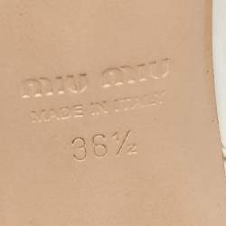 Pre Owned Miu Miu Cream Patent Leather Slingback Sandals Size 36.5