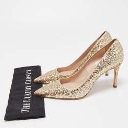 مملوكة مسبقًا حذاء كعب عالي ميو ميو غليتر أسود وجلد لامع مقدمة مدببة مقاس 40