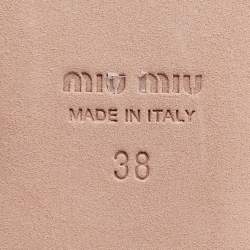 Pre Owned Miu Miu Black Leather Double Buckle Lace Up Ballet Flats Size 38