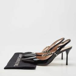 Pre Owned Miu Miu Black Patent Leather Slingback Pumps Size 36