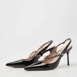 Pre Owned Miu Miu Black Patent Leather Slingback Pumps Size 36