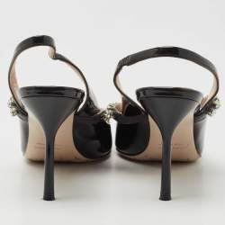 Pre Owned Miu Miu Black Patent Leather Slingback Pumps Size 36