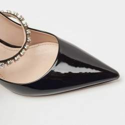 Pre Owned Miu Miu Black Patent Leather Slingback Pumps Size 36