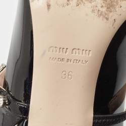 Pre Owned Miu Miu Black Patent Leather Slingback Pumps Size 36