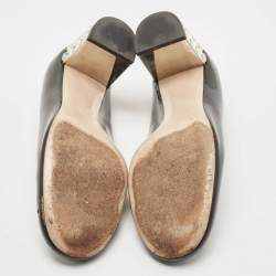 Pre Owned Miu Miu Black Patent Leather Crystal Embellished Heel Pumps Size 39