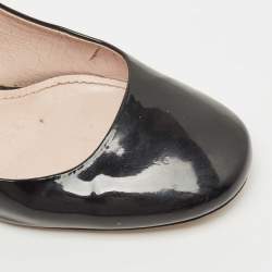 Pre Owned Miu Miu Black Patent Leather Crystal Embellished Heel Pumps Size 39