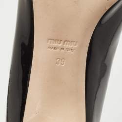 Pre Owned Miu Miu Black Patent Leather Crystal Embellished Heel Pumps Size 39